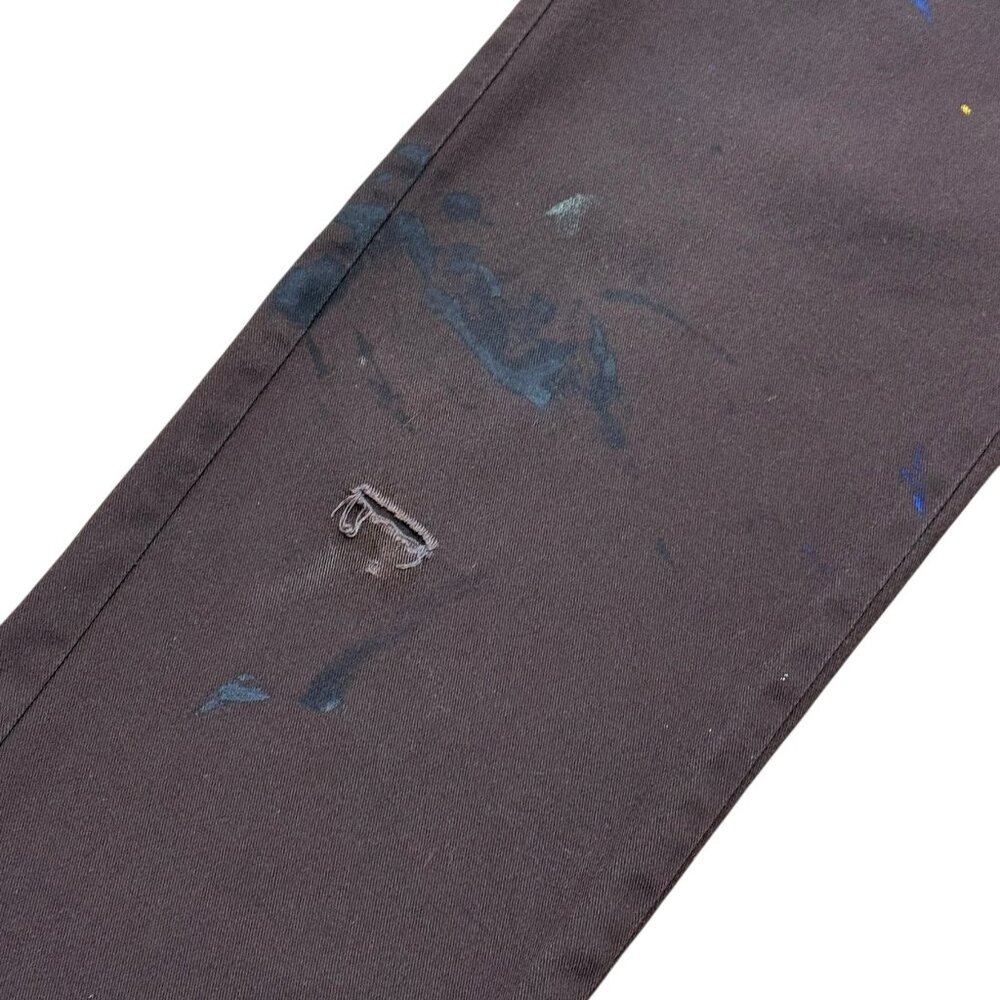 Men’s Dickies Slim Straight Work Pants Brown Distressed Paint Splatter - Picture 13 of 15